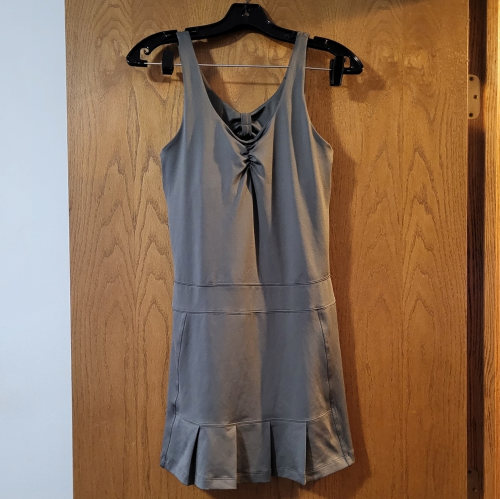 Calvin Klein Performance Grey Pleated Tie Back Dress GUC Size Small